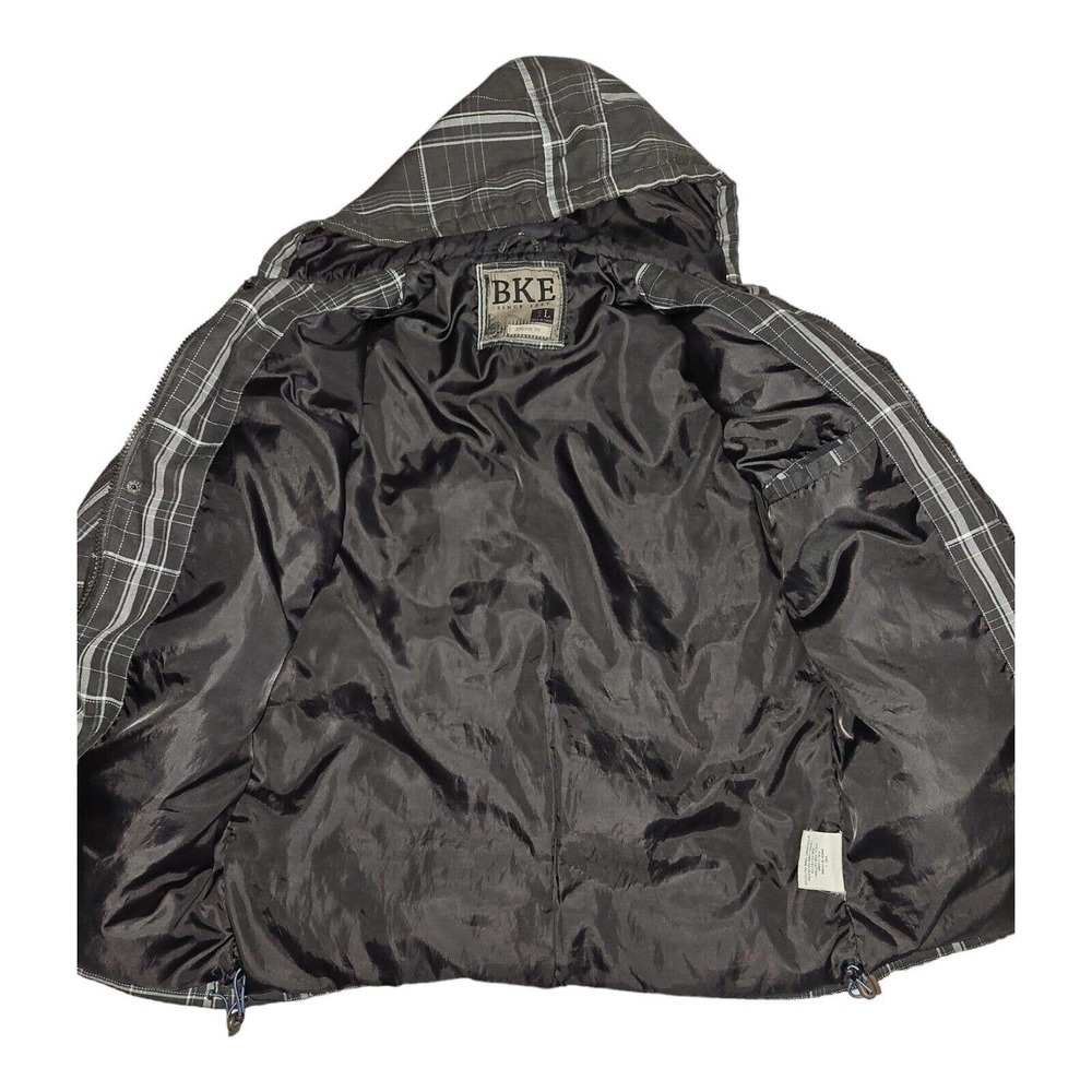 BKE Coat Large Men's Tartan Plaid Heavy Hooded Drawstring Hipster Preppy - Picture 11 of 15
